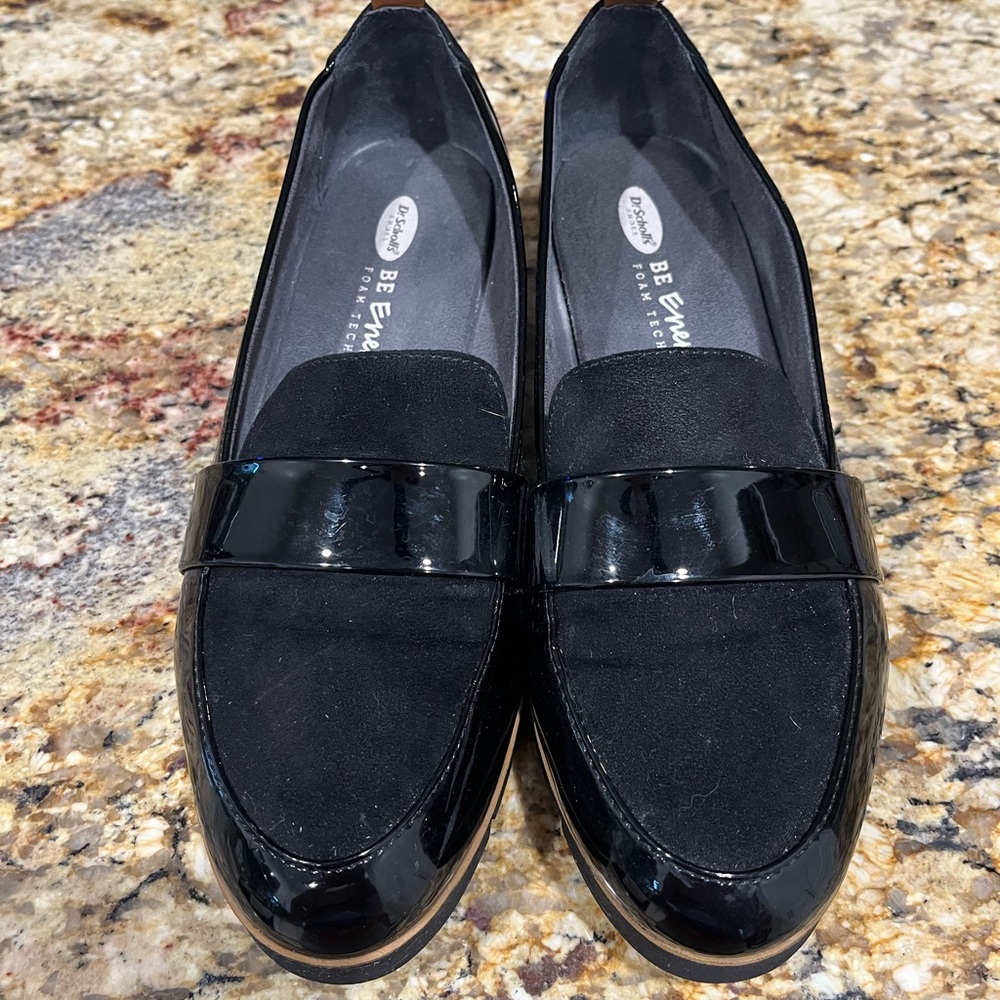 Dr. Scholl's Webster Black Loafers with Patent Leather Accents